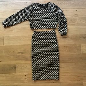 Vintage American Apparel cropped top & skirt set